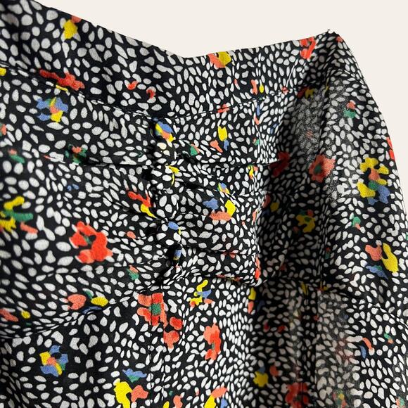 Greylin Black Ditsy Floral Speckled Peplum Camisole Top Size Small - Picture 4 of 8